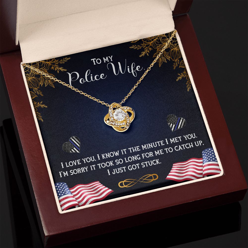 To My Police Wife | The Ultimate Partner in Law Enforcement - Love Knot Necklace