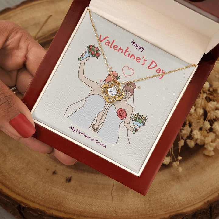 Happy Valentine's | My Partner in Crime LGBTQ for Women - Love Knot Necklace