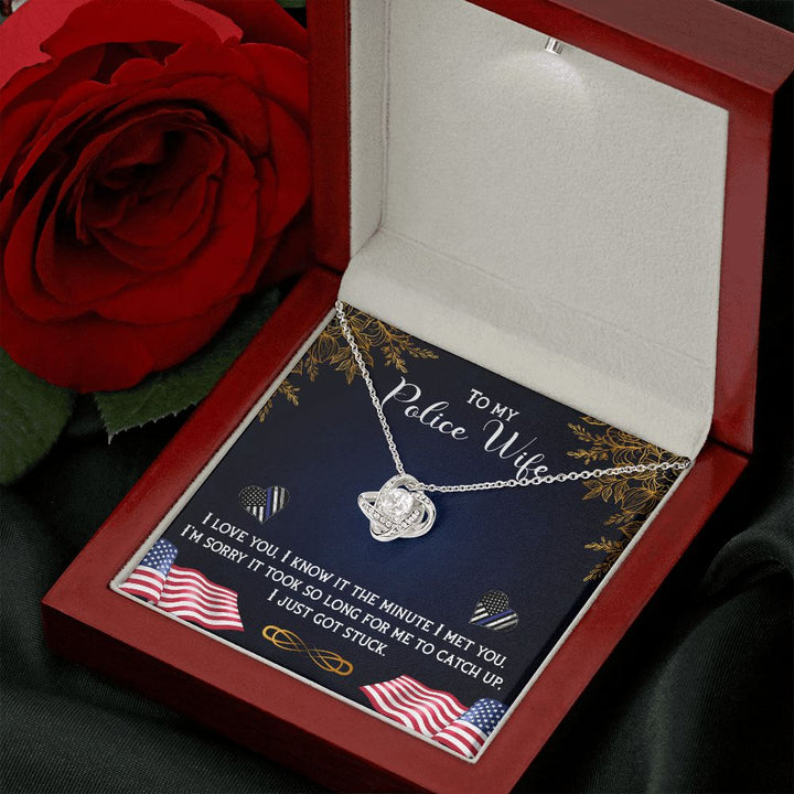 To My Police Wife | The Ultimate Partner in Law Enforcement - Love Knot Necklace