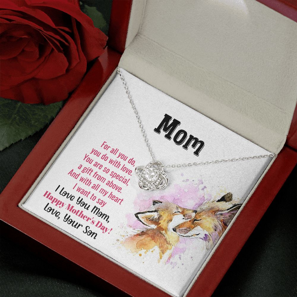To My Mom | With All My Heart - Love Knot Necklace