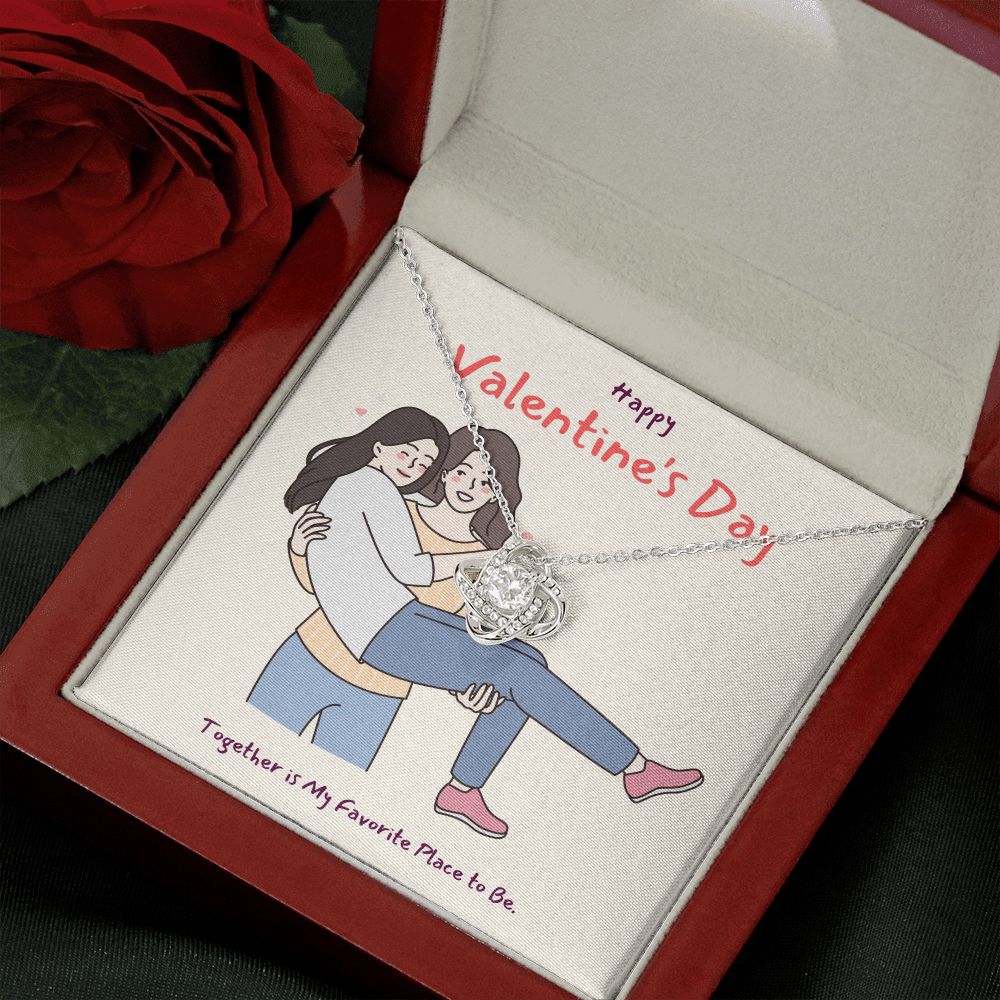 Happy Valentine's | You are My Everything LGBTQ for Women - Love Knot Necklace