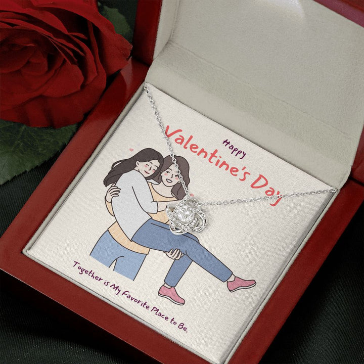 Happy Valentine's | You are My Everything LGBTQ for Women - Love Knot Necklace
