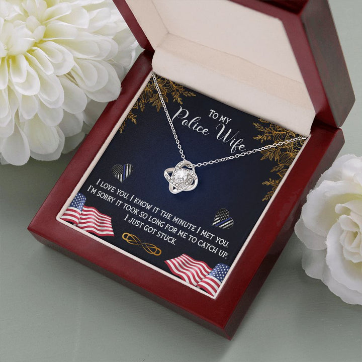 To My Police Wife | The Ultimate Partner in Law Enforcement - Love Knot Necklace