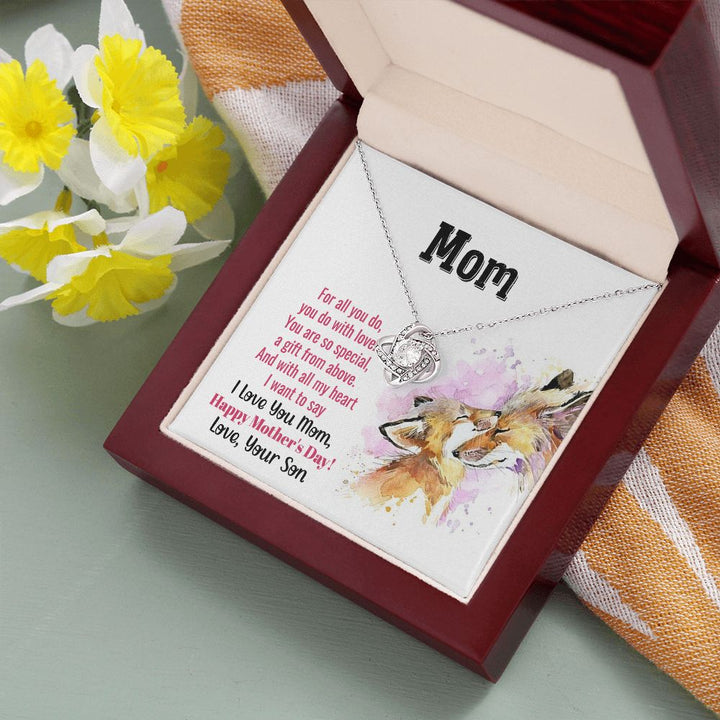 To My Mom | With All My Heart - Love Knot Necklace