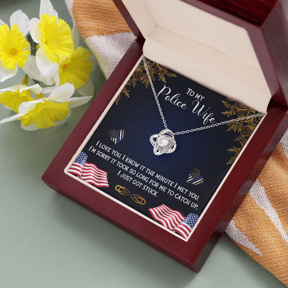 To My Police Wife | The Ultimate Partner in Law Enforcement - Love Knot Necklace