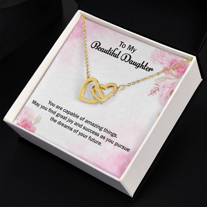 To My Beautiful Daughter | Graduate: A Step Towards Success! - Interlocking Hearts Necklace