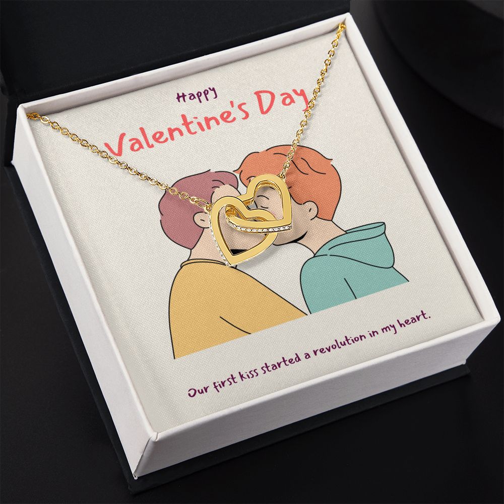 Happy Valentine's Day | A Revolution in my Heart LGBTQ for Men - Interlocking Hearts Necklace