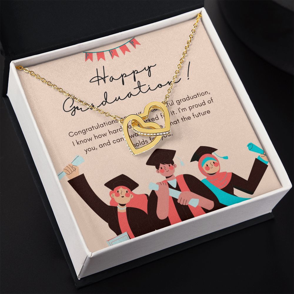 Happy Graduation | Start of a Bright Future - Interlocking Hearts Necklace