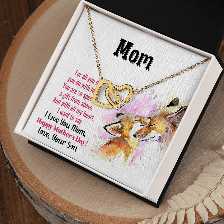 Happy Mother's Day | Eternally cherished, Mom - Interlocking Hearts Necklace