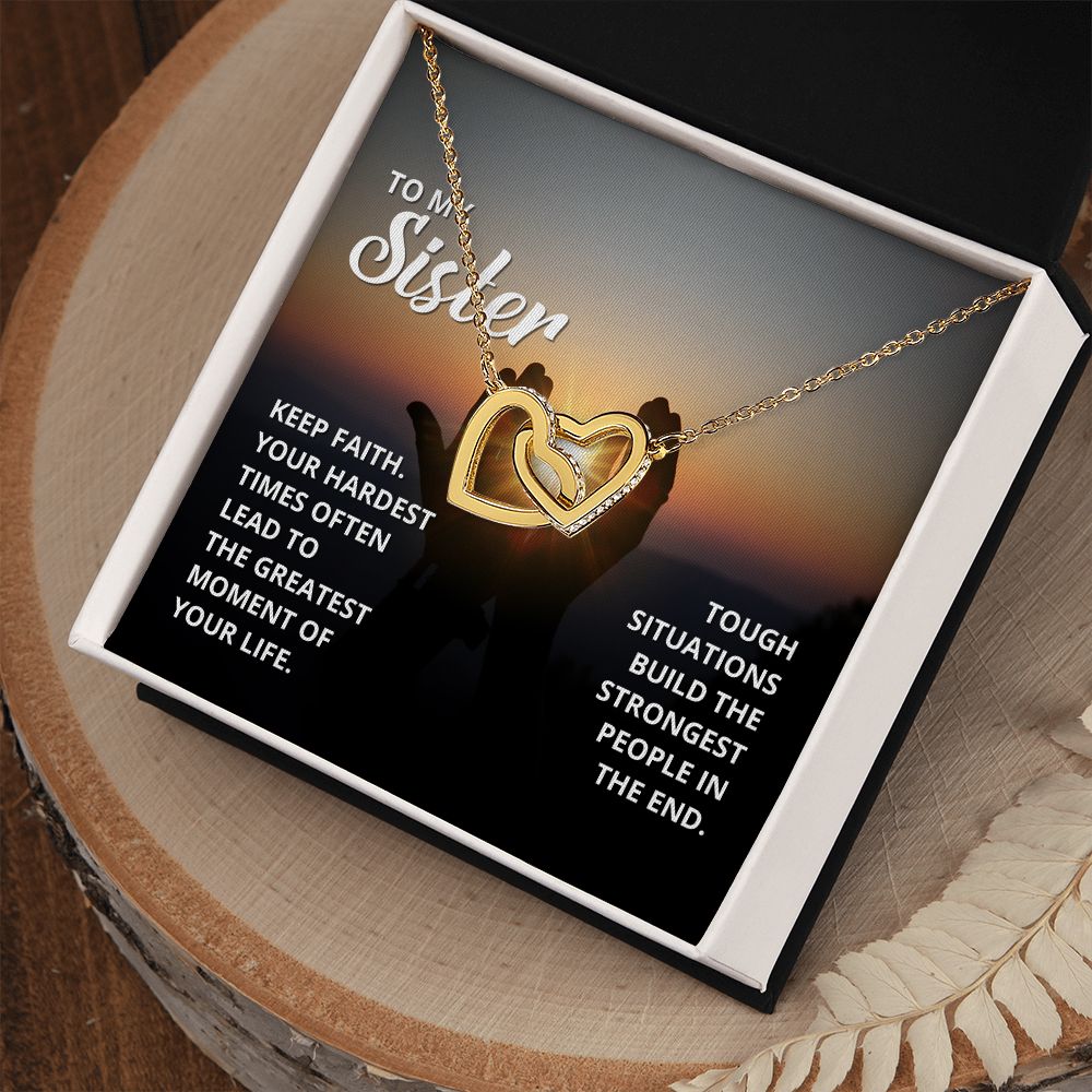To My Sister | Words of encouragement for my amazing sister - Interlocking Hearts Necklace