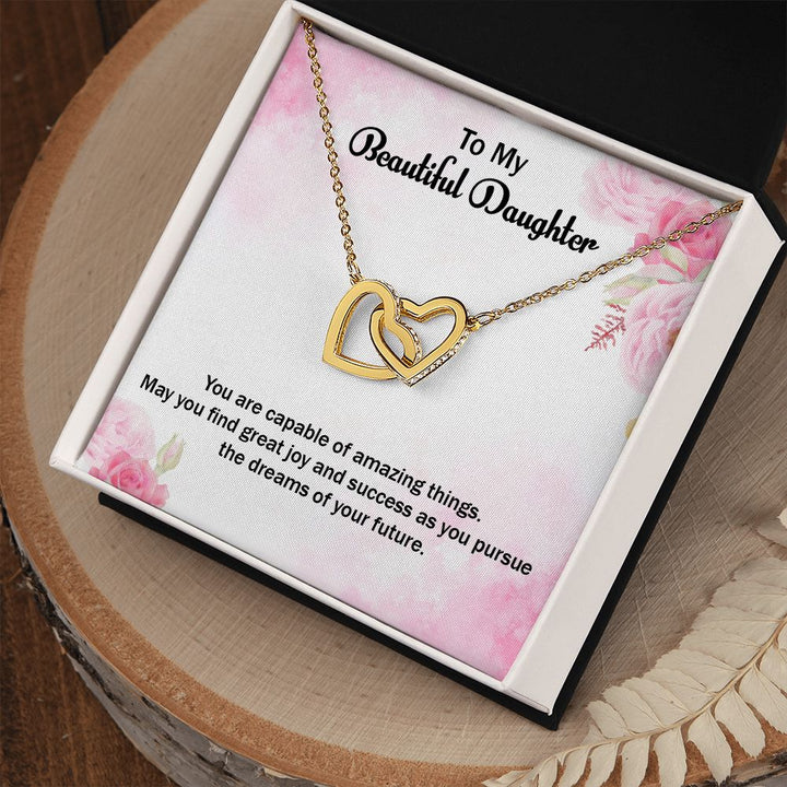 To My Beautiful Daughter | Graduate: A Step Towards Success! - Interlocking Hearts Necklace