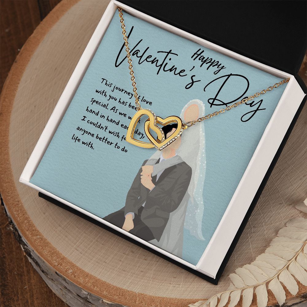 Happy Valentine's Day | Love is a Journey, Not a Destination - Interlocking Hearts Necklace