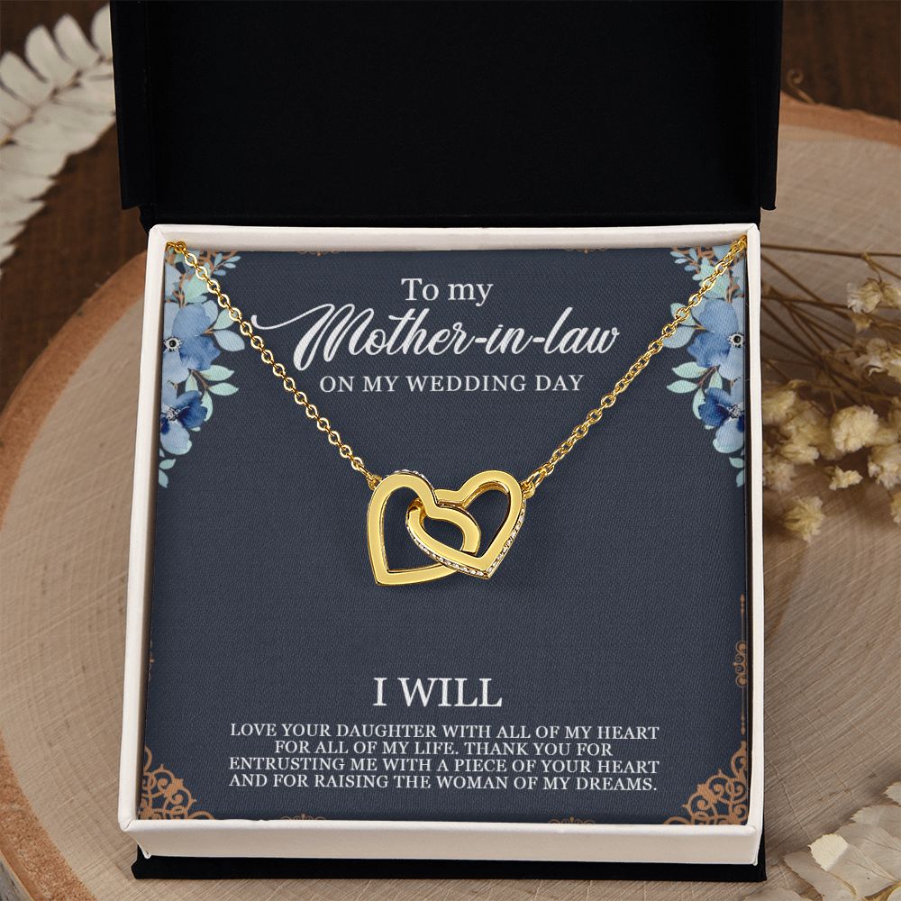 To My Mother-in-Law on my Wedding Day | Thank you for entrusting me with a piece of your heart - Interlocking Hearts Necklace