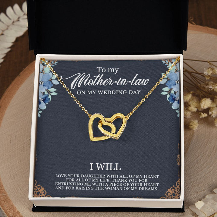 To My Mother-in-Law on my Wedding Day | Thank you for entrusting me with a piece of your heart - Interlocking Hearts Necklace