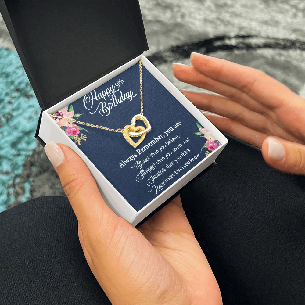 Happy 9th Birthday | Always Remember you are loved more than you know - Interlocking Hearts Necklace
