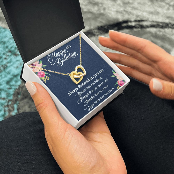 Happy 9th Birthday | Always Remember you are loved more than you know - Interlocking Hearts Necklace