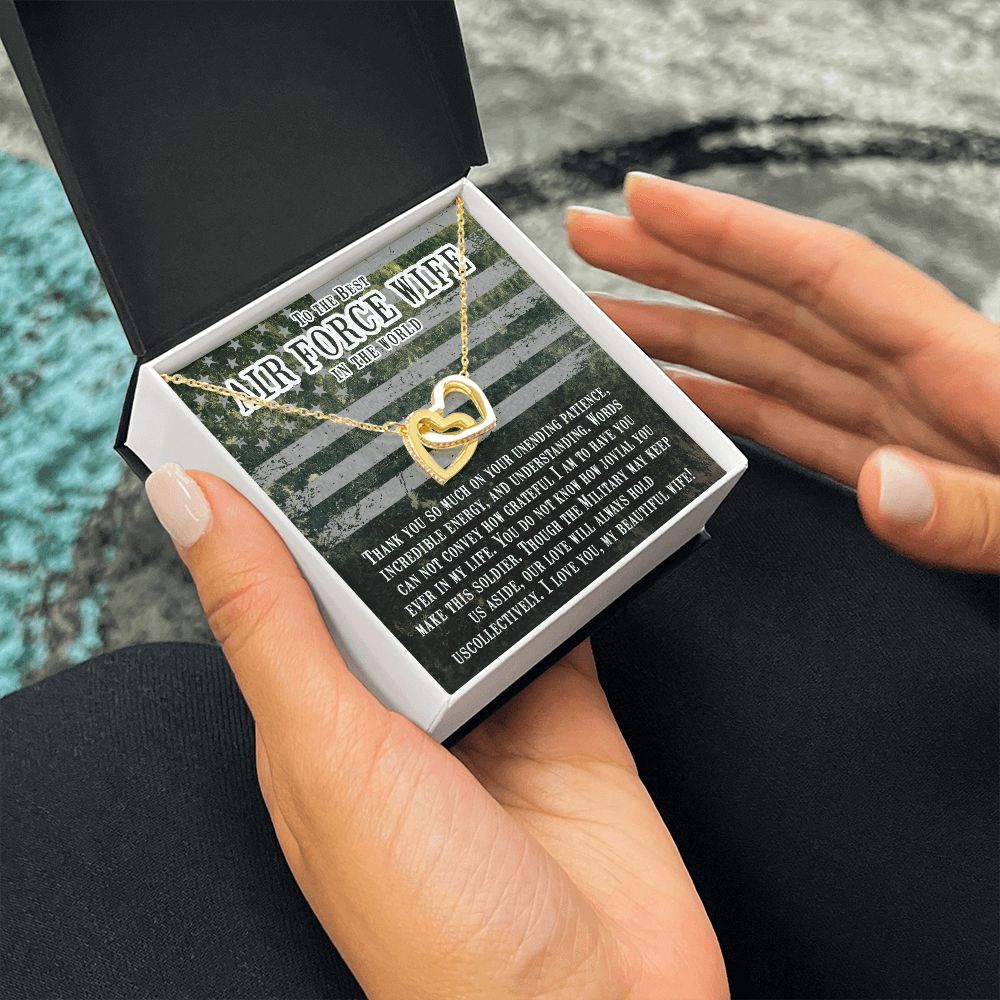 To My Airforce Wife | You are my everything, my love, my life - Interlocking Hearts Necklace