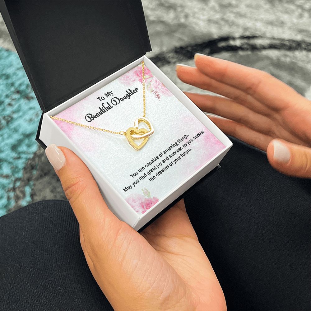 To My Beautiful Daughter | Graduate: A Step Towards Success! - Interlocking Hearts Necklace