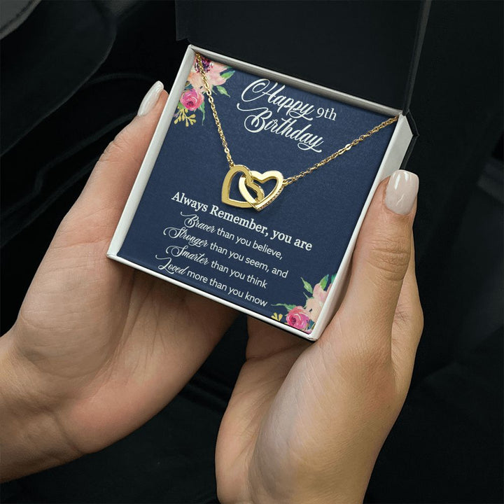 Happy 9th Birthday | Always Remember you are loved more than you know - Interlocking Hearts Necklace