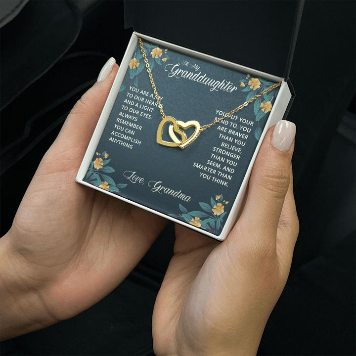To My Granddaughter | You Light Up My Life, Granddaughter - Interlocking Hearts Necklace