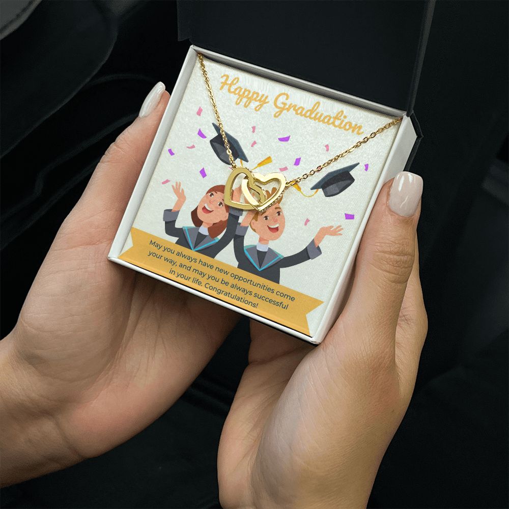 Happy Graduation | Hats Off to You - Interlocking Hearts Necklace