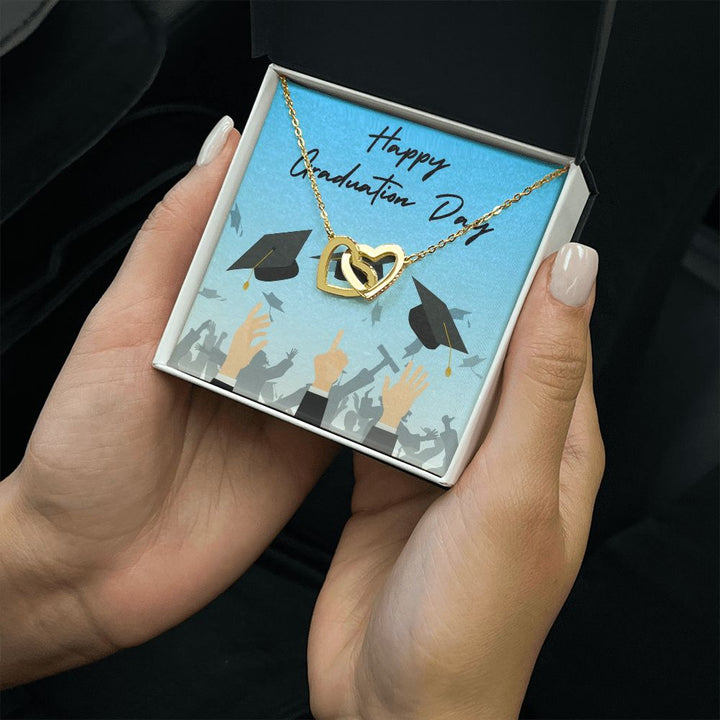 Happy Graduation | The World Awaits - Interlocking Hearts Necklace