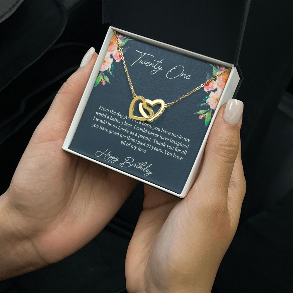 Happy Birthday | You have made my world a better place - Interlocking Hearts Necklace