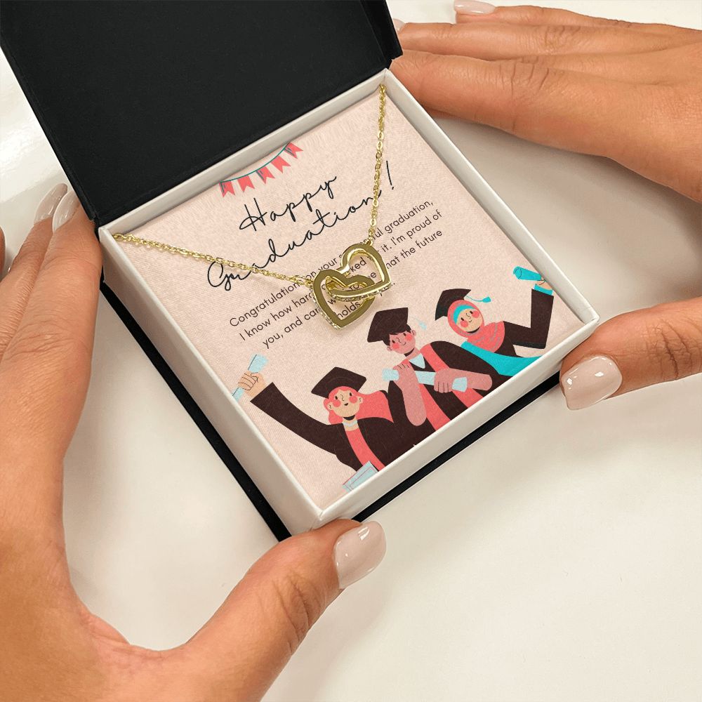 Happy Graduation | Start of a Bright Future - Interlocking Hearts Necklace