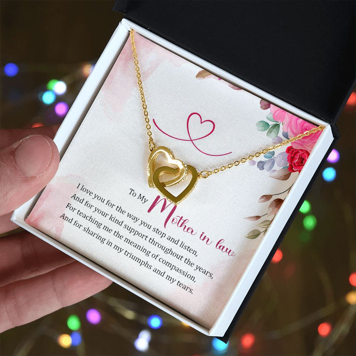 To My Mother-In-Law | A Heart Full of Love and Laughter - Interlocking Hearts Necklace