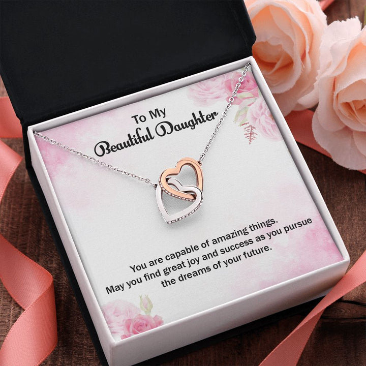 To My Beautiful Daughter | Graduate: A Step Towards Success! - Interlocking Hearts Necklace