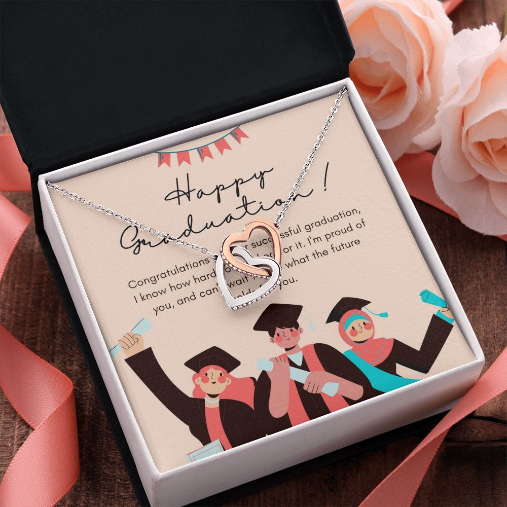 Happy Graduation | Start of a Bright Future - Interlocking Hearts Necklace