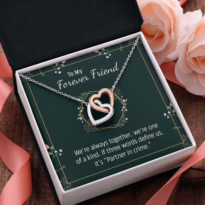 To My Forever Friend | Partner in Crime -  Interlocking Hearts Necklace