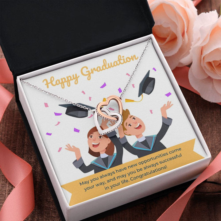 Happy Graduation | Hats Off to You - Interlocking Hearts Necklace