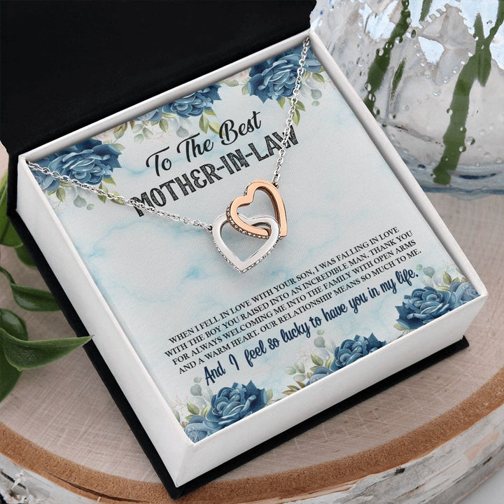 To My Mother-In-Law | You Are Treasured Beyond Word - Interlocking Hearts Necklace