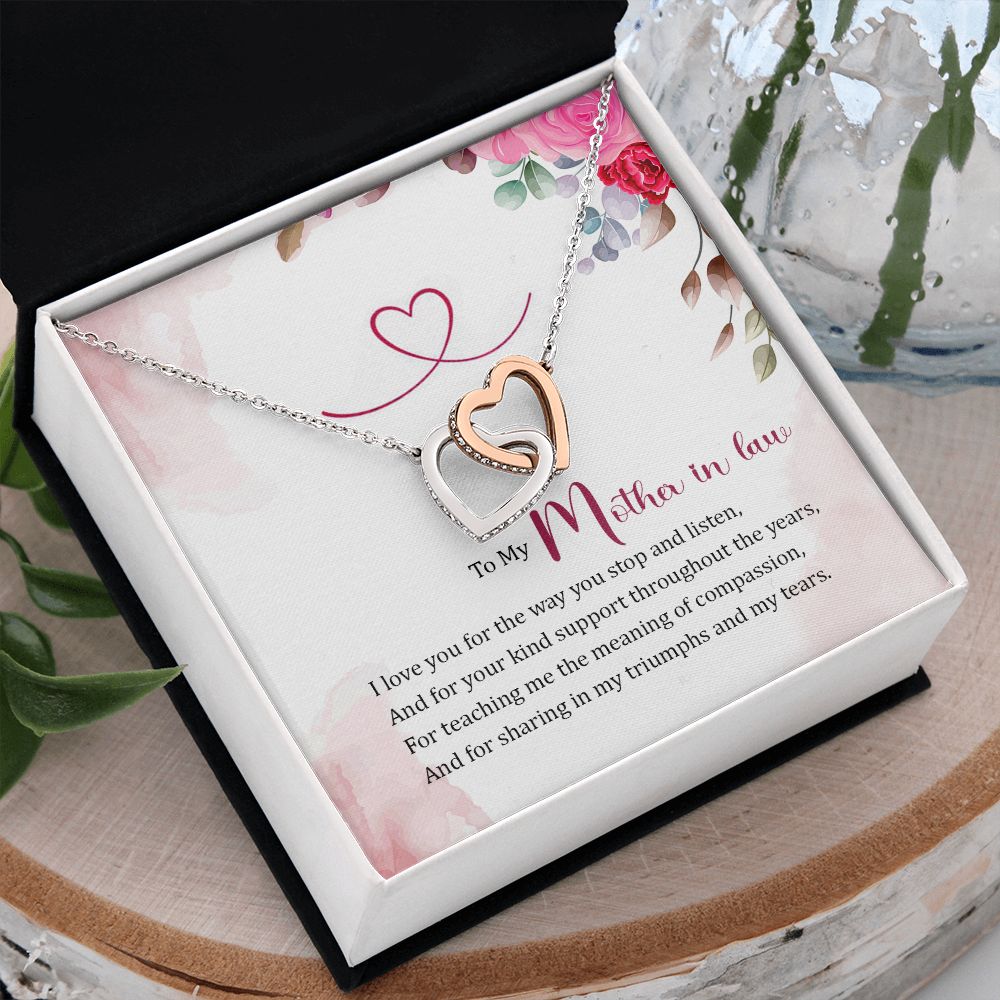To My Mother-In-Law | A Heart Full of Love and Laughter - Interlocking Hearts Necklace