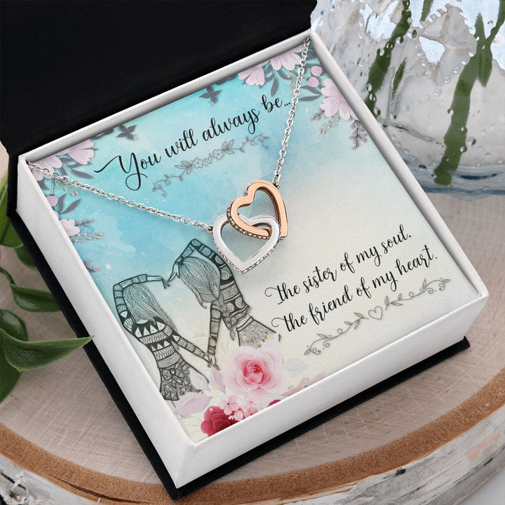 To My Sister | Connected at the Soul - Interlocking Hearts Necklace