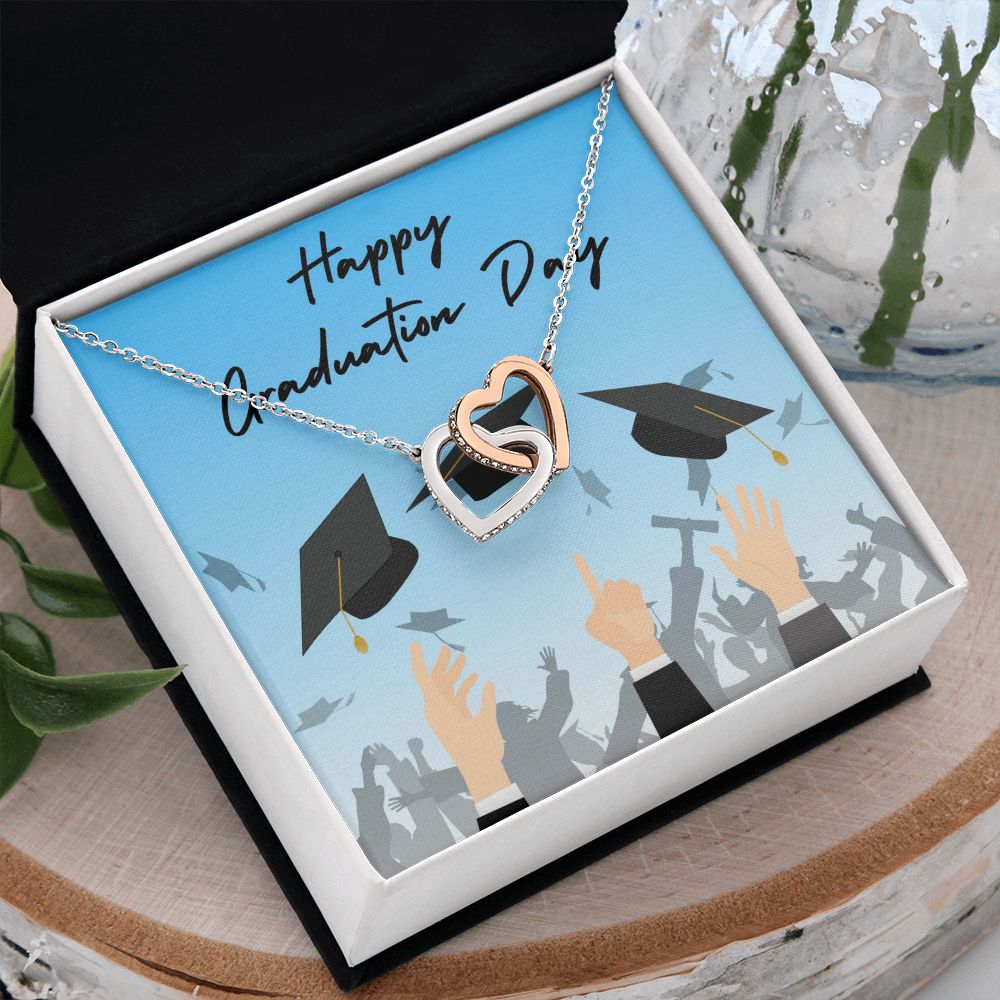 Happy Graduation | The World Awaits - Interlocking Hearts Necklace