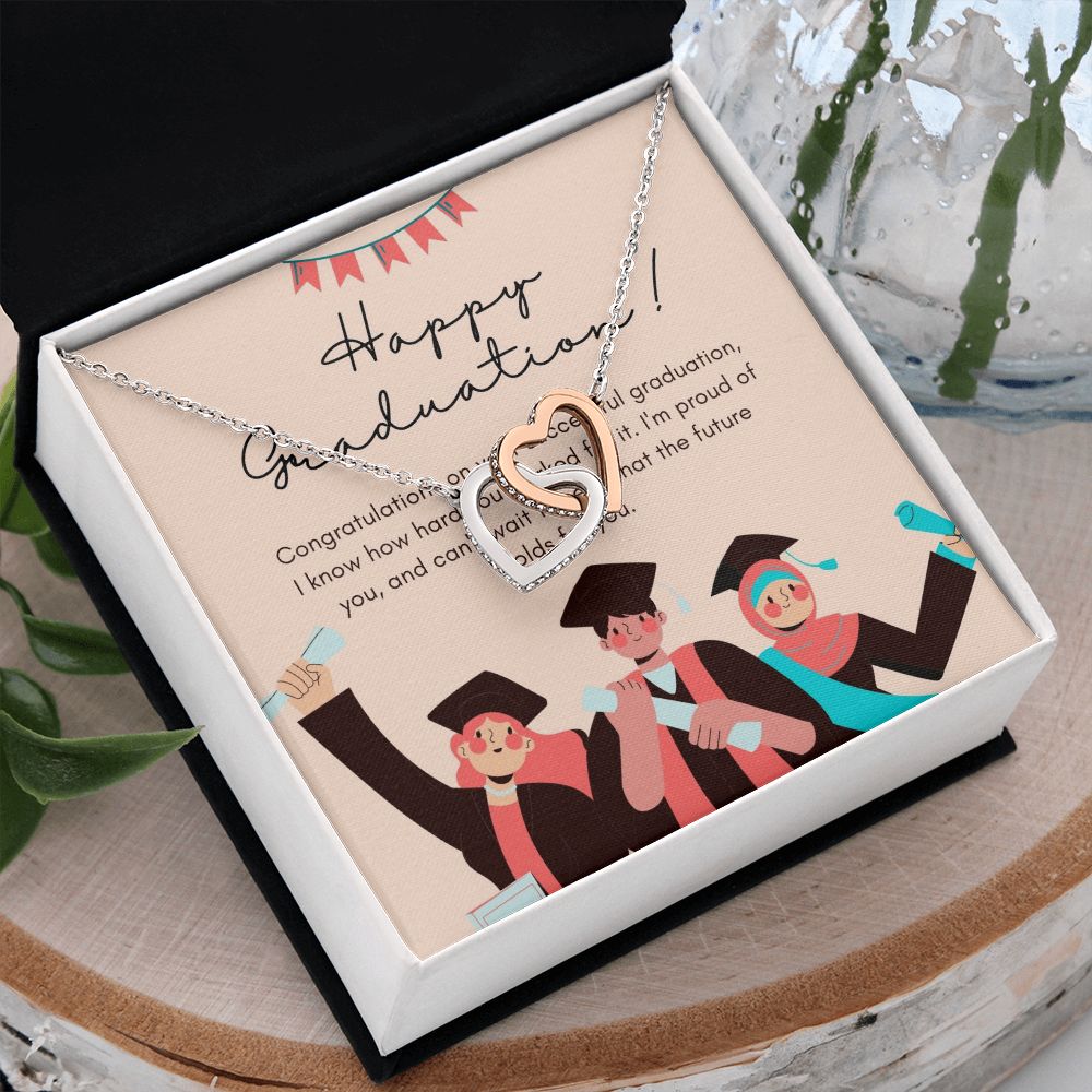 Happy Graduation | Start of a Bright Future - Interlocking Hearts Necklace