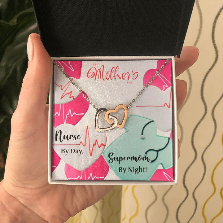 Mother's Day | Nurse by Day Supermom by Night - Interlocking Hearts Necklace