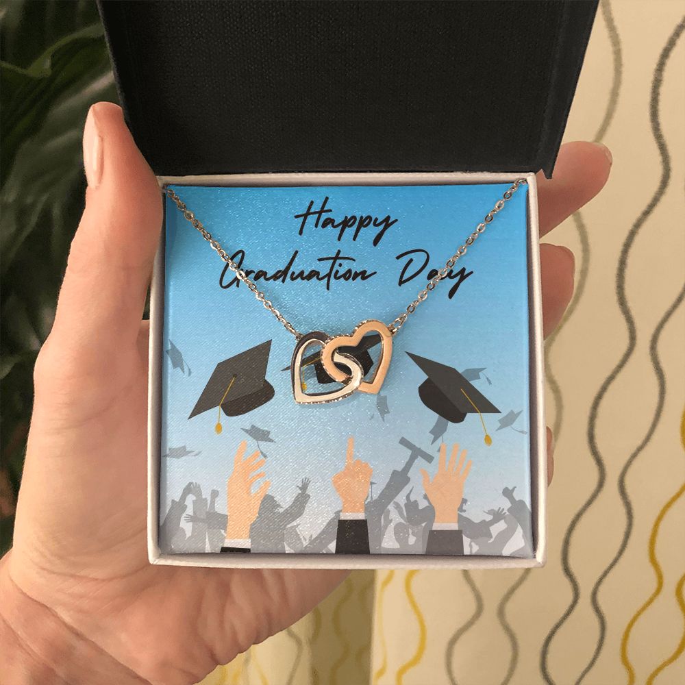 Happy Graduation | The World Awaits - Interlocking Hearts Necklace