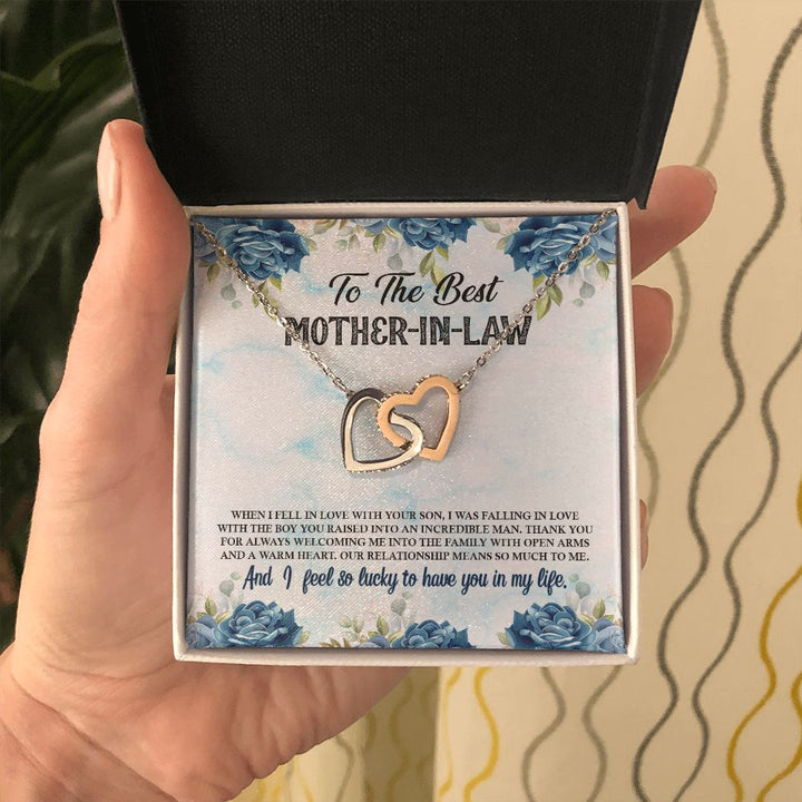 To My Mother-In-Law | You Are Treasured Beyond Word - Interlocking Hearts Necklace