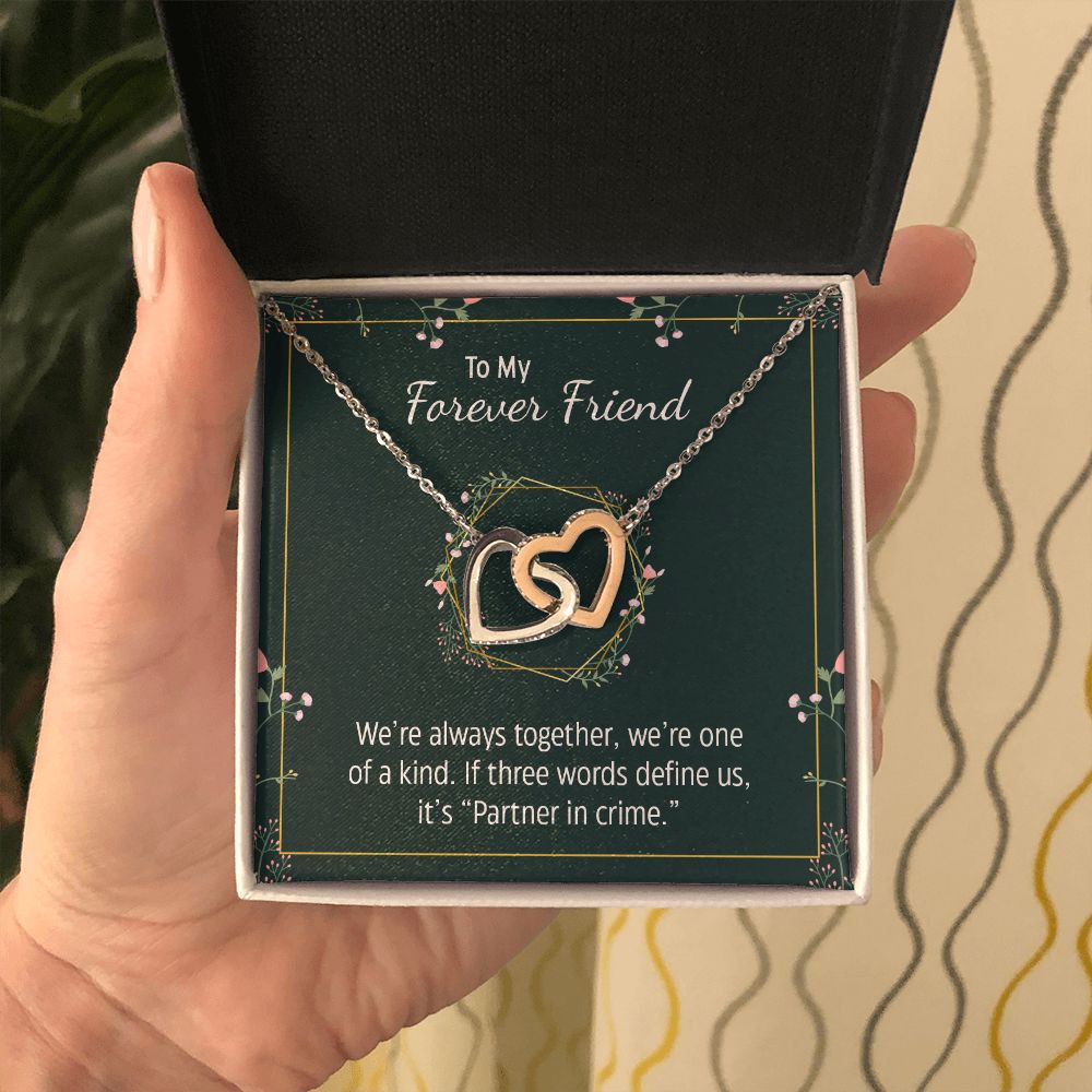 To My Forever Friend | Partner in Crime -  Interlocking Hearts Necklace