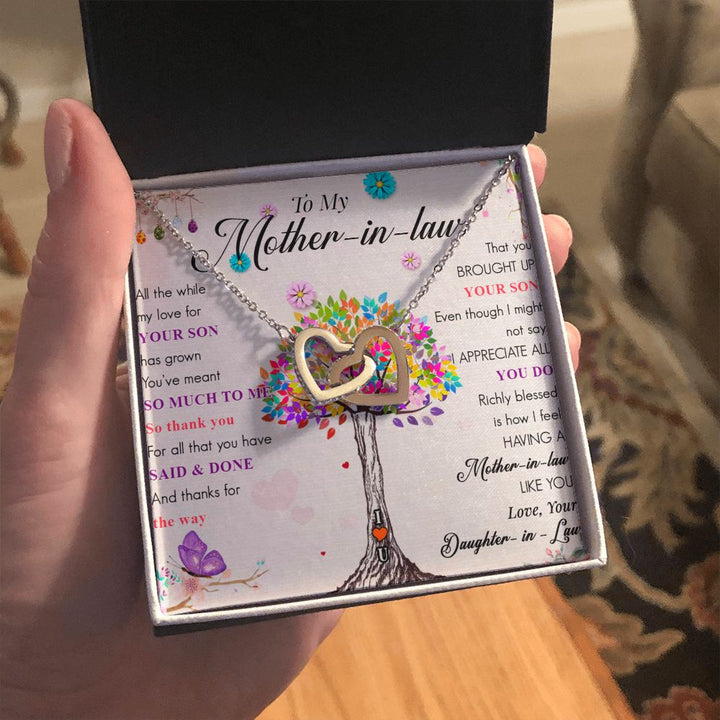 To My Mother-in-Law | Love, Your Daughter-in-Law - Interlocking Heart Necklace