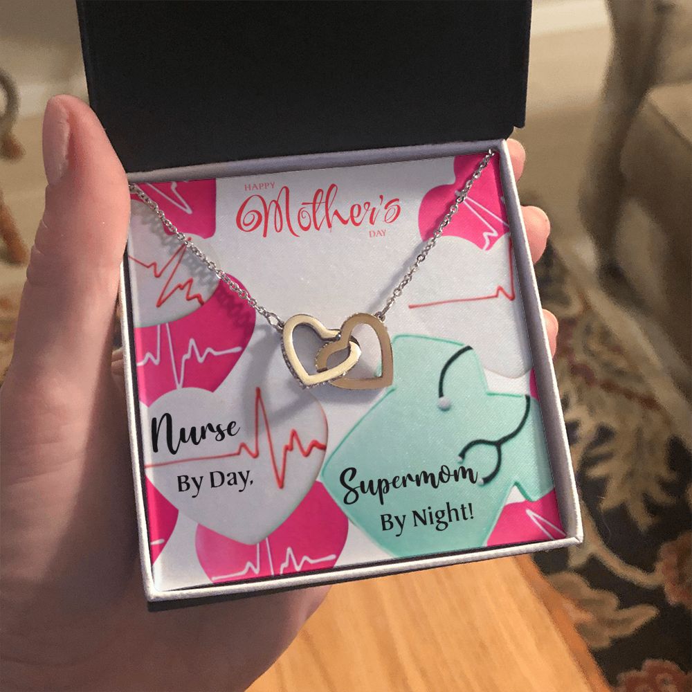 Mother's Day | Nurse by Day Supermom by Night - Interlocking Hearts Necklace