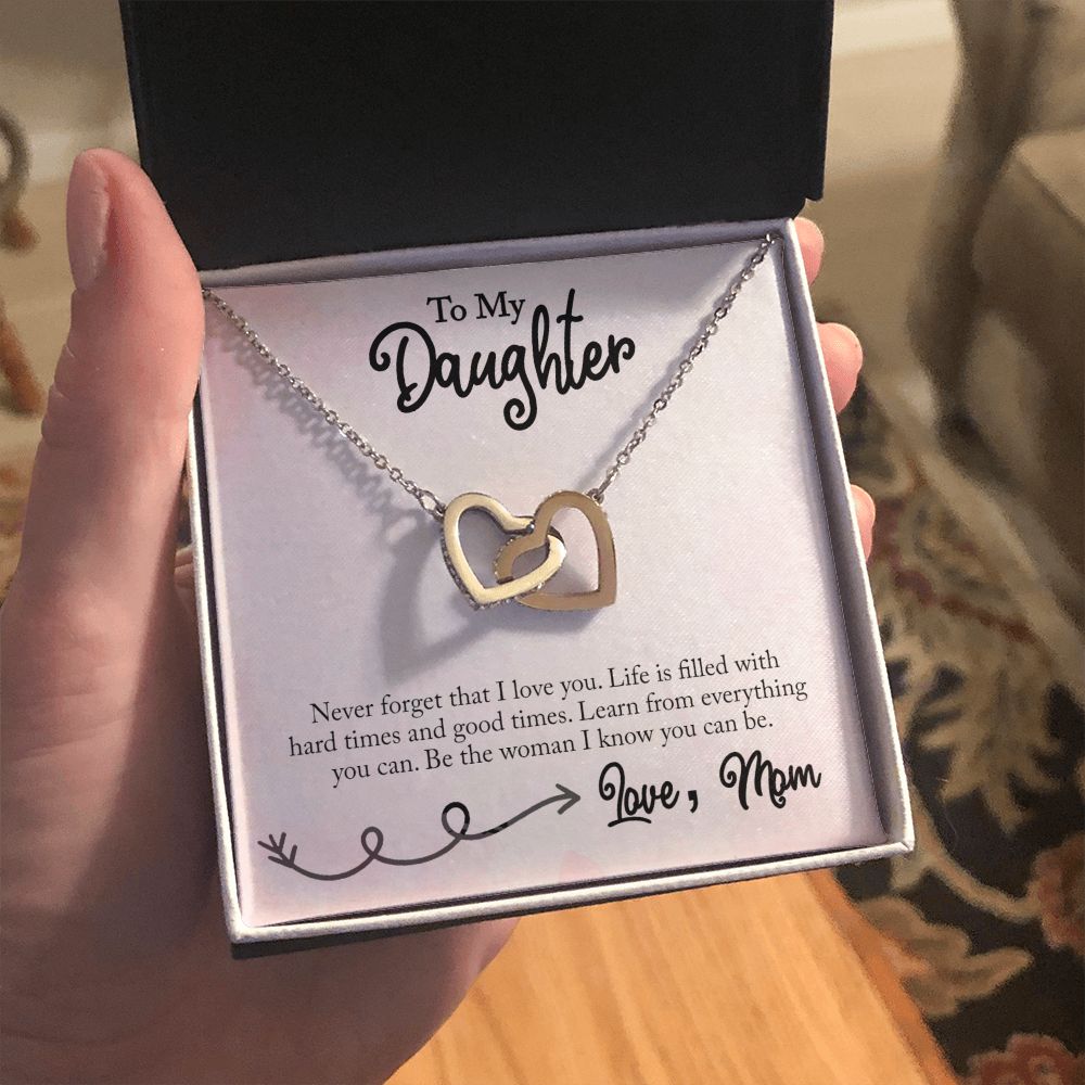 To My Daughter | Never Forget That I Love You - Interlocking Hearts Necklace