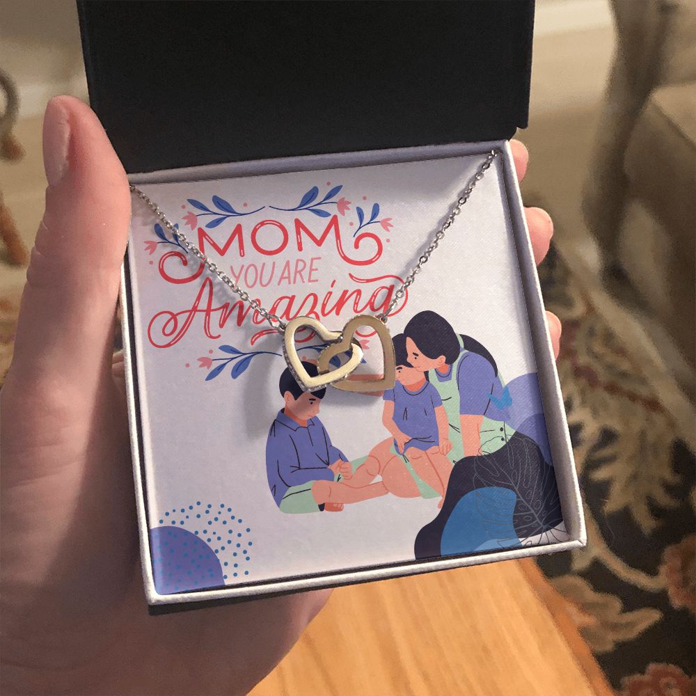 Happy Mother's Day | My Amazing Mom - Interlocking Hearts Necklace