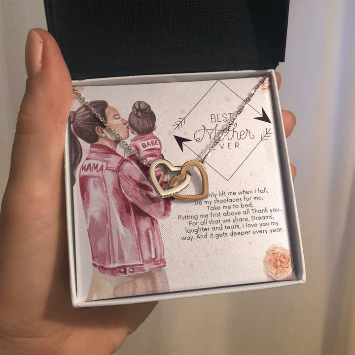 Happy Mother's Day | Best Mother Ever - Interlocking Hearts Necklace