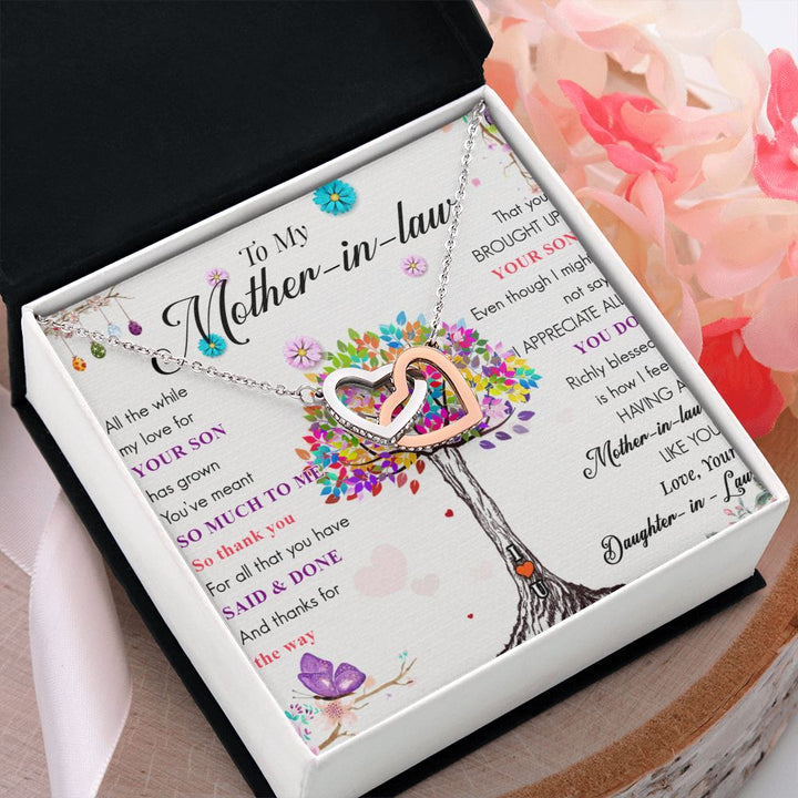 To My Mother-in-Law | Love, Your Daughter-in-Law - Interlocking Heart Necklace