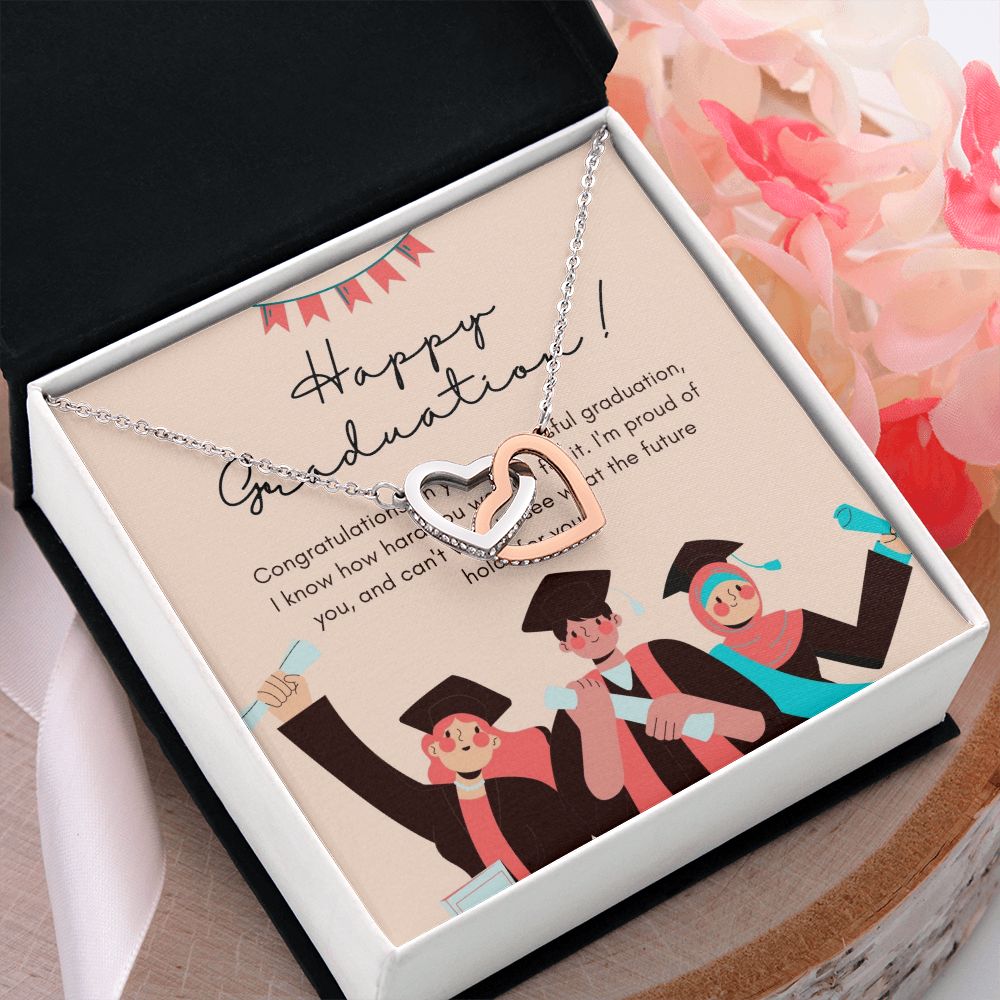 Happy Graduation | Start of a Bright Future - Interlocking Hearts Necklace