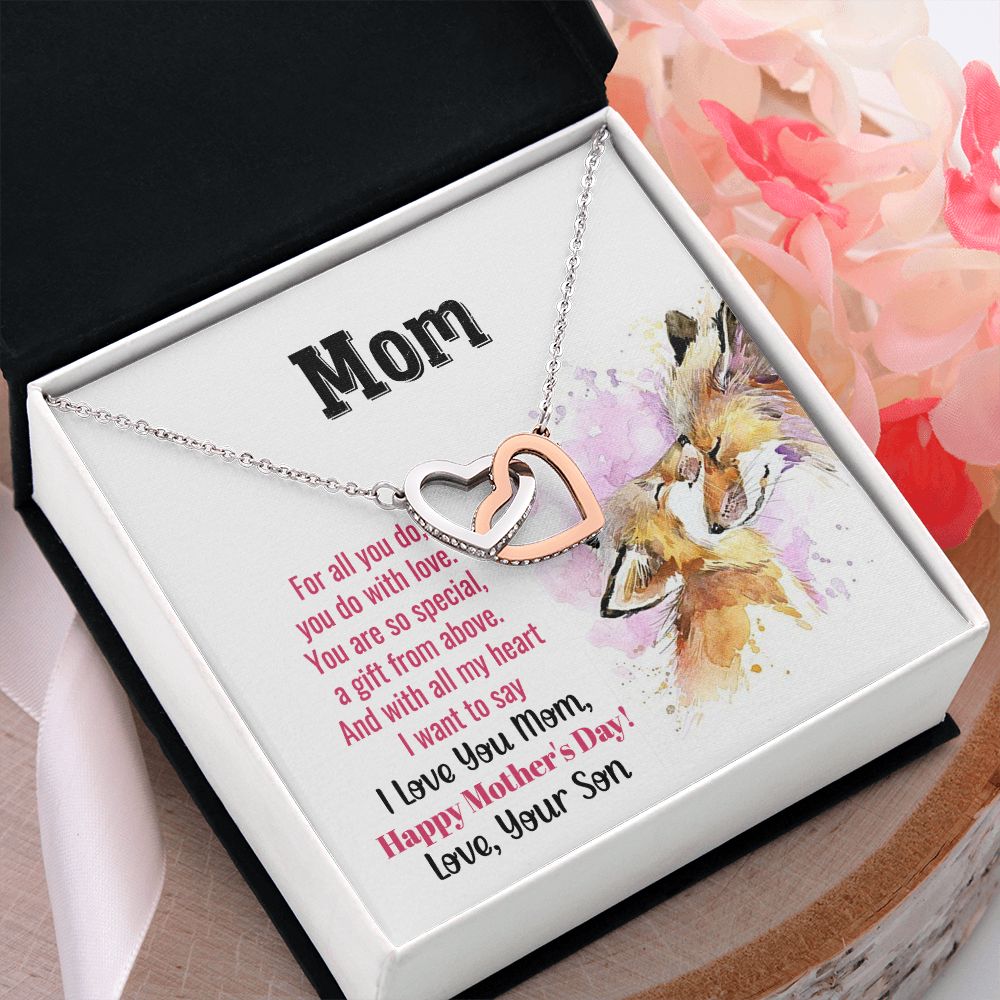Happy Mother's Day | Eternally cherished, Mom - Interlocking Hearts Necklace